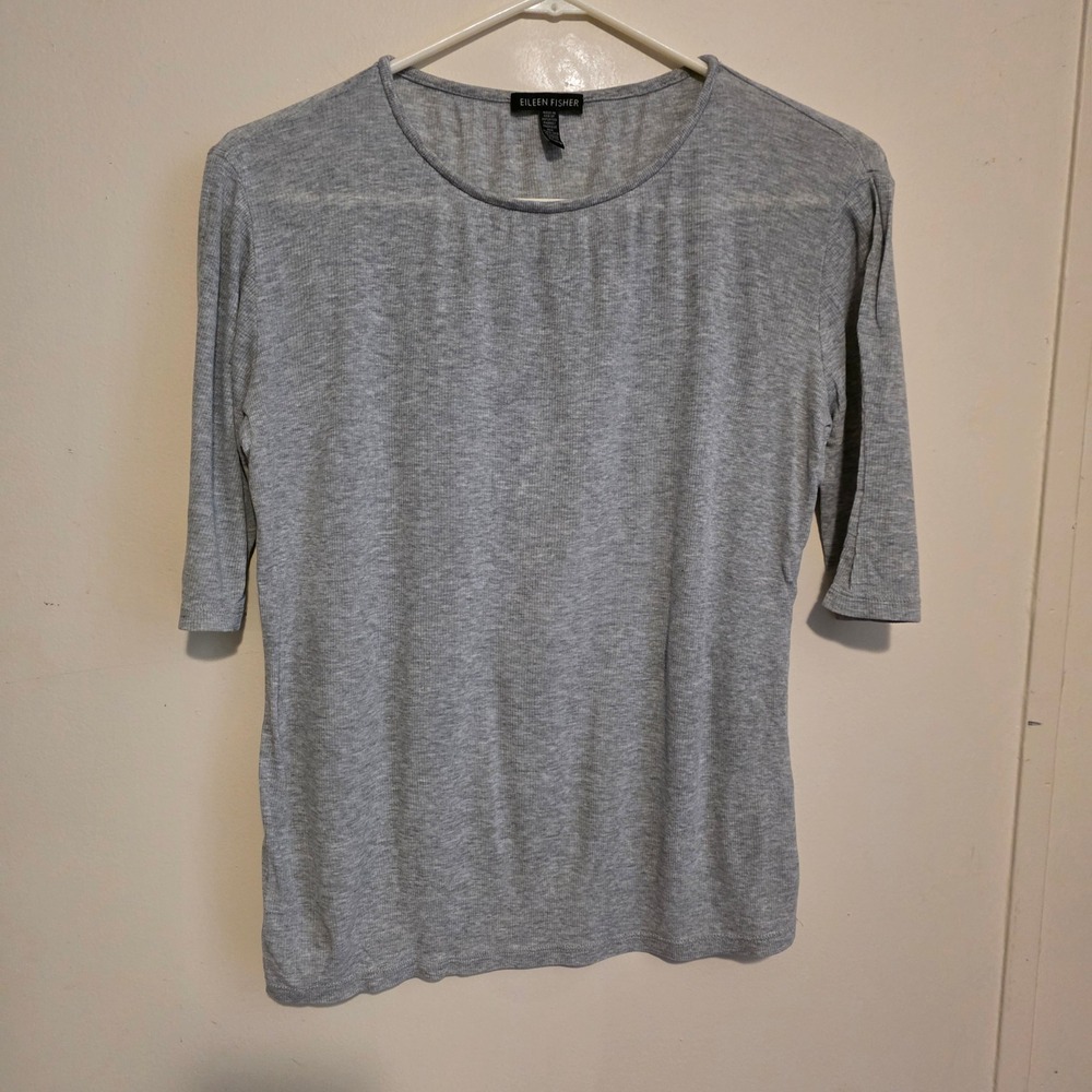 Eileen Fisher Womens Top Size XXS Ribbed Tencel Elbow Sleeve Minimalist Travel